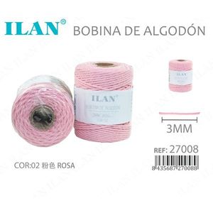 Bobina di Corda in Cotone Ilan 3mm Rosa, Filo da Cucito - Product Image 3