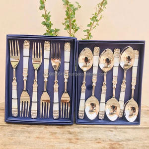 Ensemble de couverts en nacre de qualité supérieure, manche long, artisanal, vaisselle de table pour les occasions festives - Product Image 1