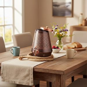 Distributeur d'eau en cuivre avec motif doré et robinet pour usage domestique - Product Image 2