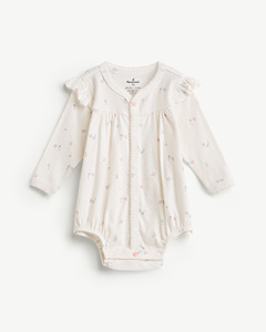Combinaison bébé en coton jacquard à manches longues avec imprimé floral pour nouveau-né fille ODM Vietnam - Product Image 1
