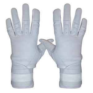 Gants de frappeur de baseball en cuir blanc intégral, respirants, doigts perforés, paume texturée pour une meilleure adhérence, sangle de poignet réglable, Velcro, XXL/XL - Product Image 5