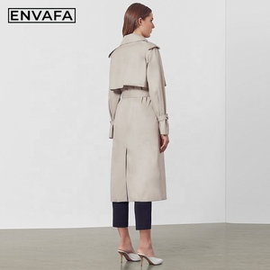 ENVAFA Abrigo Largo de Mujer, Estilo Minimalista, Doble Botonadura, Color Sólido, Cortavientos, Manga Larga, Ropa de Abrigo para Otoño - Product Image 2