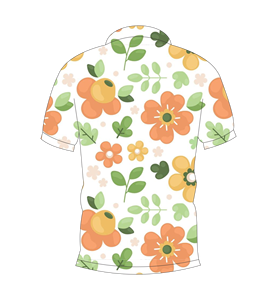 Polo con estampado floral para hombre, camiseta de golf informal de manga corta con flores blancas y naranjas para verano - Product Image 2