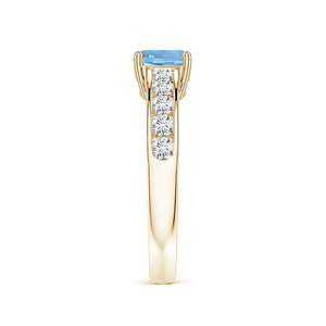 14K Solid Solid Gold Ring Natural Aquamarine Round 7 mm Natural Diamonds Halo Fine Jewelry IGI Certified Color - Product Image 2