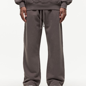 Men's Cotton Sweatpants Elastic Waist <b>Drawstring</b> Casual Loose Fit Straight Leg Joggers Breathable Midweight Knitted Pants Autumn - Product Image 4