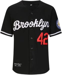 Maillot de baseball noir pour homme, numéro 42, style vintage, brodé, rétro, Lightsout - Product Image 1