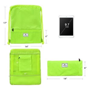 Zaino con Coulisse Pieghevole, Borsa Sportiva Grande con Tasca con Cerniera, Borsa da Palestra per Nuoto, Scomparto Scarpe in Nylon Poliestere - Product Image 4