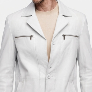 Men's <b>Leather</b> Coat Fashion <b>Blazer</b> <b>Jacket</b> with Pockets Wholesale Factory Direct - Product Image 6