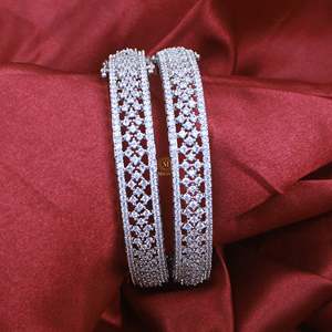 Delia CZ Designer Bangles-Trendy Brass Bracelets with Zircon Amber & Diamond Accents - Product Image 1