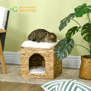 Des fibres naturelles pour un repos confortable |   Lit pour animaux en jacinthe d'eau tressé à la main |   Vente en gros et OEM - Product Image 4