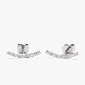 Pendientes de Oro Amarillo con Barra Curva y Diamantes Cultivados en Laboratorio - Product Image 5