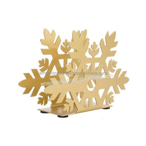 Metal Iron Snowflake Design <b>Napkin</b> Holder High Quality Manufacturer Golden Finished Decorative <b>Napkin</b> Holder - Product Image 1