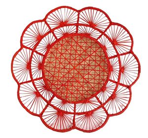 Sophisticated Premium Quality Handwoven Straw <b>Placemat</b> <b>Round</b> Charger Mat Cane Mesh Openwork Elegant Wedding Tableware Decoration - Product Image 2