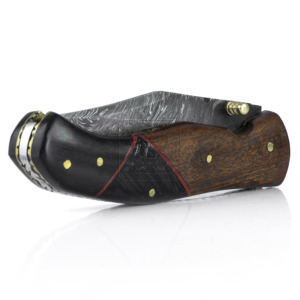 Wholesale Damascus Deal Handmade Damascus Steel Folding Pocket Knife DD-FK-866 Exotic Wenge Wood Handle 0.2in <b>Thickness</b> - Product Image 4