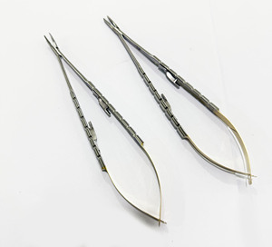 Ensemble de porte-aiguilles Castroviejo, droit et courbé, 7 pouces, acier inoxydable, instruments chirurgicaux certifiés CE - Product Image 1