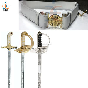 ดาบเหล็กสำหรับพิธีการของนักเรียนนายร้อย ด้ามจับ/ปลอกดาบสีทอง พร้อมห่วงคล้องแบบยุทธวิธี ปลอกดาบหนัง ทำด้วยมือ สายคาดดาบสั่งทำพิเศษ - Product Image 3