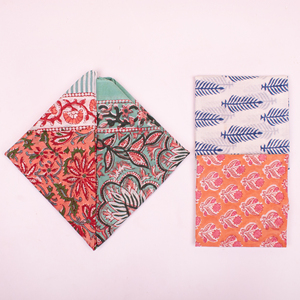 Organic Cotton <b>Square</b> Fashion Block Printed <b>Scarf</b> Plant Based Dye 21x21 Bandana Ethically Sourced Hand Stamped Kerchief - Product Image 3