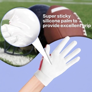 Gants de football américain personnalisés OEM à doigts entiers, en cuir synthétique respirant, avec grip adhésif et fermeture auto-agrippante, unisexes - Product Image 5