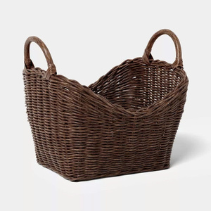 Oval Open Rattan <b>Storage</b> <b>Basket</b> With Handles For Blanket <b>Toy</b> And Home Neatening Sundries Organization - Product Image 2