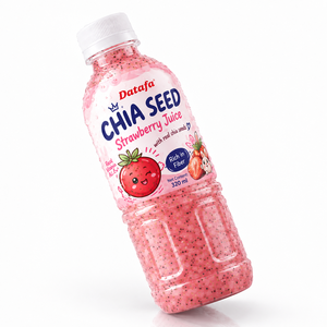 Boisson aromatisée au jus de fraise et aux graines de chia en bouteille 320 ml – Véritables graines de chia riches en fibres – Boisson estivale - Product Image 2