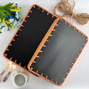 Trendy Rectangular Rattan Mother Of Pearl <b>Tray</b> <b>Large</b> Golden Sunburst Floral Mosaic Serving Base For Restaurant Wholesale - Product Image 3