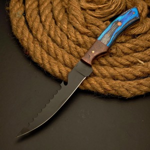Ensemble de couteaux à filet faits main sur mesure en acier carbone, écologiques, compatibles lave-vaisselle, ambidextres, modernes, avec manche en bois forgé - Product Image 6