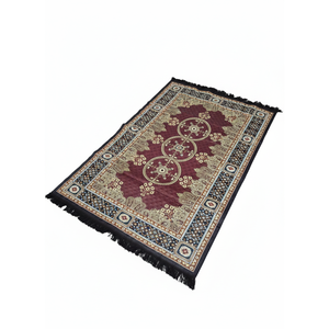 Tapis tissé à motif médaillon traditionnel avec franges, tapis de sol doux pour salon, chambre à coucher, usage intérieur, tapis décoratif - Product Image 1