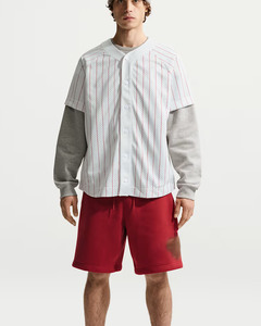 T-shirt de baseball pour homme, blanc et rayé rouge, à manches courtes, col rond, respirant, coupe oversize sportive, tricoté, style japonais - Product Image 2