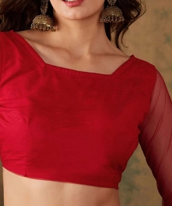 KV Embroidered, Embellished Bollywood Net <b>Saree</b> (<b>Red</b>) - Product Image 2