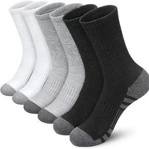 Men's Solid Color Crew Sports <b>Socks</b> Cross-Border Large Size Export Basketball Sweat-Absorbent Cotton Breathable Autumn <b>Black</b> - Product Image 1