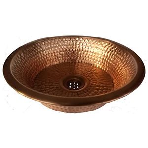 Évier de comptoir en cuivre martelé rond Deep Step Copper Basin, lavabo traditionnel en métal pour le lavage, design durable - Product Image 2