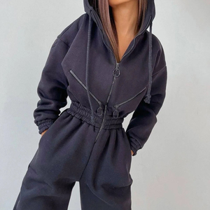 Mono con capucha para mujer, mono informal para mujer, mono de una pieza con cremallera para mujer, mono de invierno para mujer, ropa de calle para mujer - Product Image 3