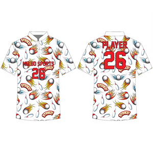 Wholesale Custom Design Darts Jersey Men Darts Shirt Sublimation Polo T Shirt for Club Men's <b>Bowling</b> Tennis 1_4 Zip Shirts - Product Image 5