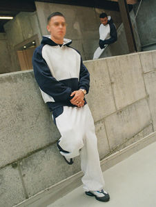 Men Streetwear <b>Tracksuit</b> Hooded Full Sleeve Solid Color Loose Fit <b>Polyester</b> Cotton Blend Autumn Wear Side Pockets Drawstring - Product Image 3