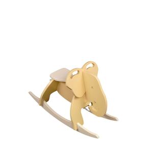 Cette chaise à bascule simple mais durable en forme d'éléphant est fabriquée en bois de pin américain de haute qualité, sans danger pour les enfants. - Product Image 1