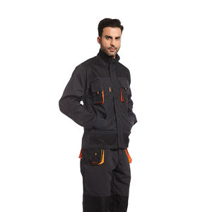 Overol de Trabajo Unisex Negro de Alta Visibilidad con Detalles Naranjas, Retardante de Llama, Resistente a la Abrasión, Uniforme de Poliéster de Manga Larga de Seguridad - Product Image 3