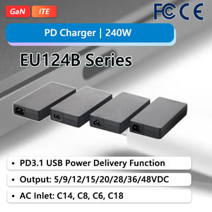 เครื่องชาร์จ PD 240W 5V 9V 12V 15V 20V 28V 36V 48V 5A 3A (USB Type-C) รุ่น EU124BXA สำหรับงานอุตสาหกรรมและอิเล็กทรอนิกส์ - Product Image 1