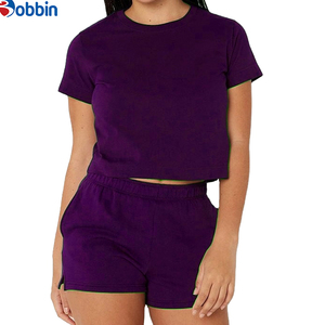 Conjunto Deportivo de 2 Piezas para Mujer, Estilo Hip Hop con Logotipo Personalizado, Verano, Manga Corta, 100% Algodón, Transpirable, Secado Rápido, Ecológico - Product Image 2