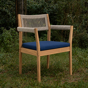 Premium Modern Portable Waterproof Outdoor Wicker <b>Armchair</b> Solid Teak Patio <b>Dining</b> Chair for Garden Hotel Restaurant Furniture - Product Image 1