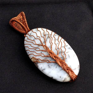 Pendentif Arbre de Vie en Howlite Blanche Fait Main, Enroulé de Fil de Cuivre, Pierre Naturelle Ovale, Bijou de Guérison - Product Image 4