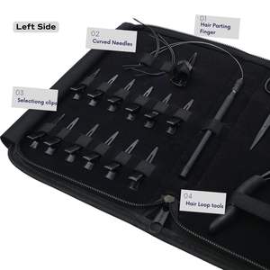 Kit d'outils professionnels pour extensions de cheveux noirs : Pince à sertir pour dépose de perles, Pince à ouvrir et fermer, Mini ciseaux, Aiguilles à anneaux - Product Image 3