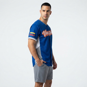 Camiseta Personalizada del Equipo Nacional de Béisbol de Venezuela para el Clásico Mundial de Béisbol 2026, Transpirable, 100% Poliéster Malla, Antibacteriana - Product Image 1