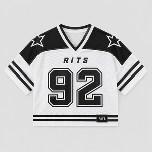 Camiseta de Fútbol Americano RITS con Cuello Mao, Tirantes Ajustables, Manga Corta, Malla Transpirable, Unisex para Adultos, 92 Tackle, Blanco Sólido - Product Image 1