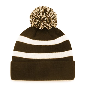 Bonnet en tricot unisexe noir et blanc à rayures brodées et strass, avec pompon, respirant et imperméable, pour adultes, usage décontracté - Product Image 5