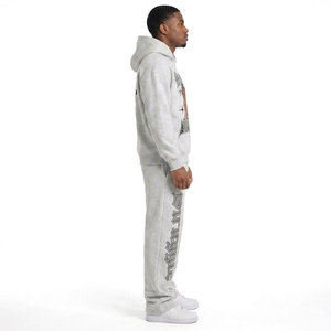 Ensemble de jogging 2 pièces pour homme : sweat à capuche et pantalon évasé avec logo personnalisé, style streetwear - Product Image 4
