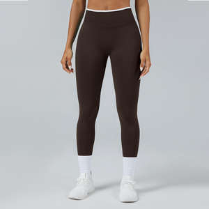 กางเกงเลกกิ้งออกกำลังกายสีขาวไร้ตะเข็บแบบเต็มตัว ยี่ห้อ Marl Nylon รุ่นยอดนิยมสำหรับขายส่ง ขนาดกลาง/ใหญ่ ชุดออกกำลังกายแบบกำหนดเองได้ พร้อมแถบด้านบน - Product Image 2