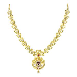 Ensemble de colliers courts en laiton plaqué or 14K, 18K, 24K, avec pierres AD et rubis, design traditionnel, bijoux de mode, vente en gros - Product Image 5