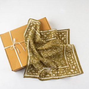 Pañuelo cuadrado personalizado con estampado de bloques de algodón para mujer, pañuelo clásico de algodón 100%, novedad - Product Image 5