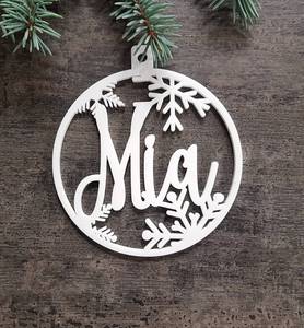 Adorno Navideño Circular de Madera con Nombre Marina, Diseño de Copo de Nieve Cortado con Láser, Decoración Rústica para Pared del Hogar - Product Image 2