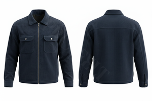 Camisas de pana personalizadas de gran venta con bolsillos con botones, elegantes, con cremallera completa, diseño de logotipo personalizado, abrigos tipo camisa para hombre - Product Image 2